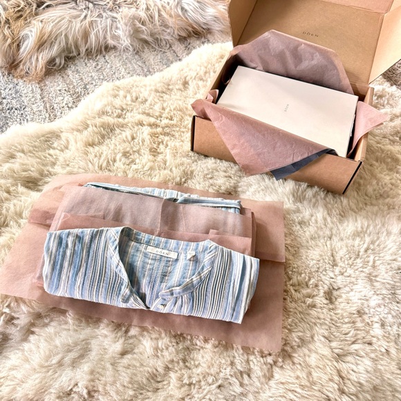 💋SOLD💋⛱️🌊DÔEN ‘Lorena’ Organic Cotton Voile Dress Monte Isola Stripe XS - Picture 17 of 17